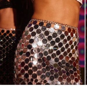NWT stunning 12th Tribe “Diana Silver Disco Skirt” never worn. Party must have!